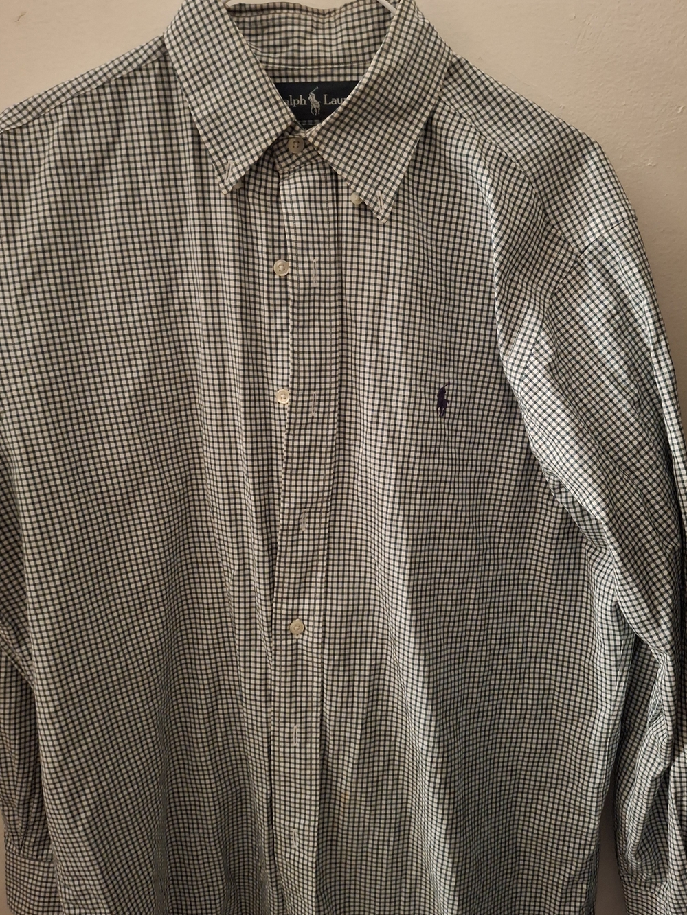 Ralph Lauren Men's Green Checker Button-Down Shirt